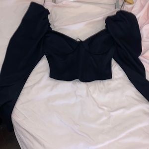 Pretty off the shoulder Zara black cropped top. Size small